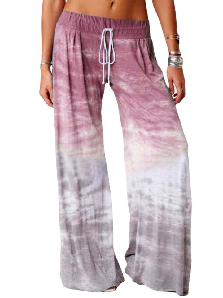 Ladies wide batik pants with drawstring, pleats, and side pockets Mune Fashion