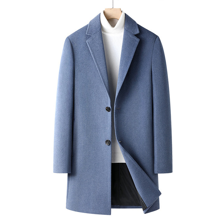 Men's simple tailored wool blend overcoat with subtle two-button placket Mune Fashion