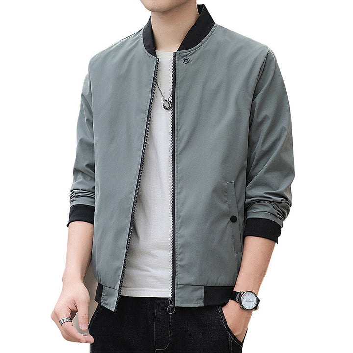 Men's Minimalist Lightweight Bomber Jacket with Matte Microfiber Outer Layer and Contrasting Zipper Mune Fashion