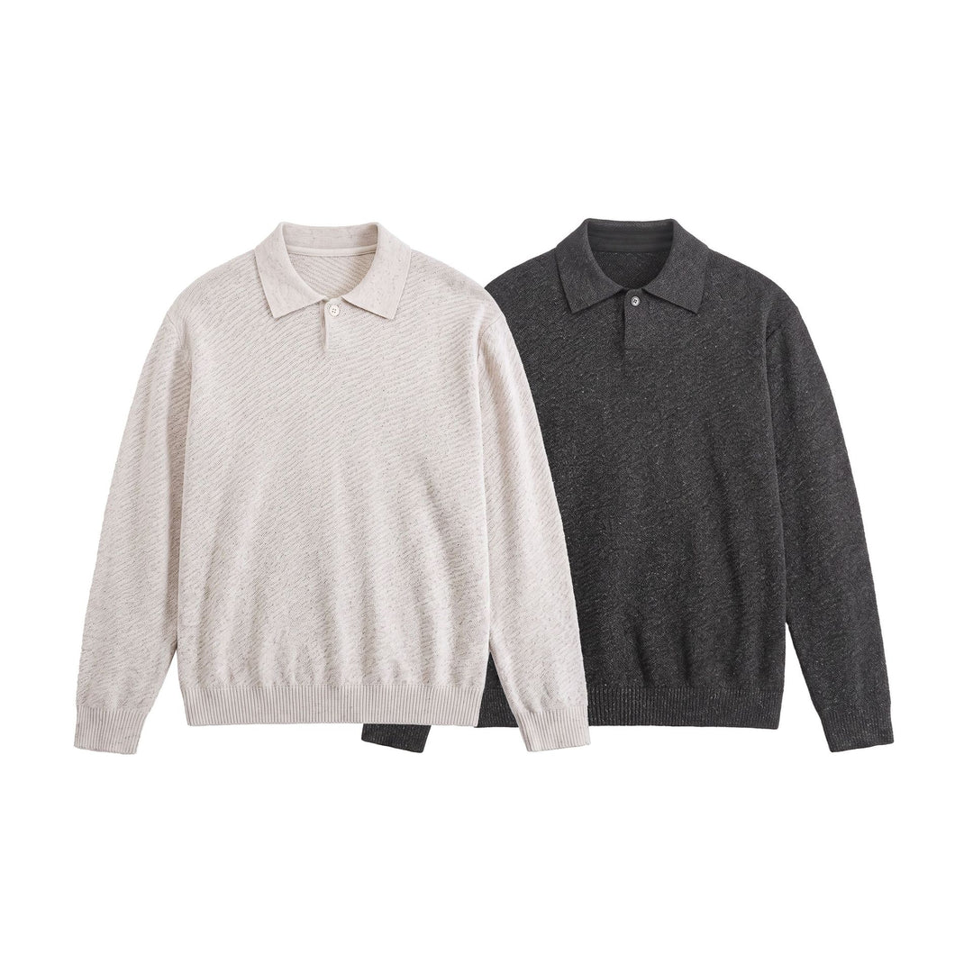 Men's knitted polo shirt with textured yarn and relaxed fit Mune Fashion