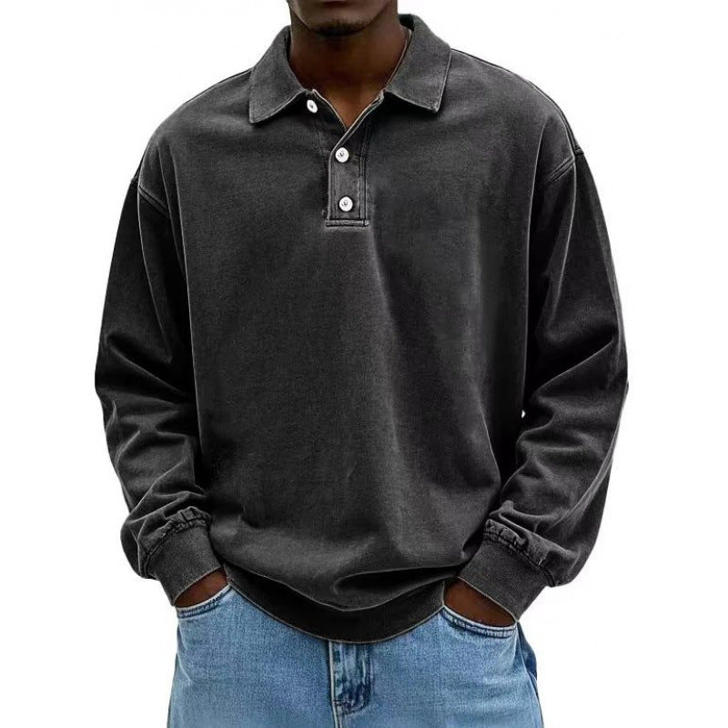 Men's Oversize Long Sleeve Polo made from Cotton Blend Mune Fashion
