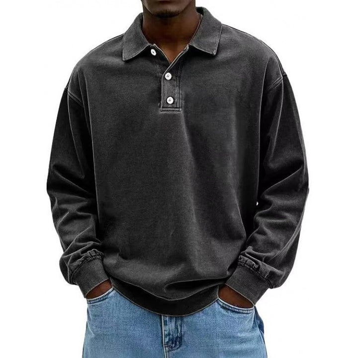 Men's Oversize Long Sleeve Polo made from Cotton Blend Mune Fashion