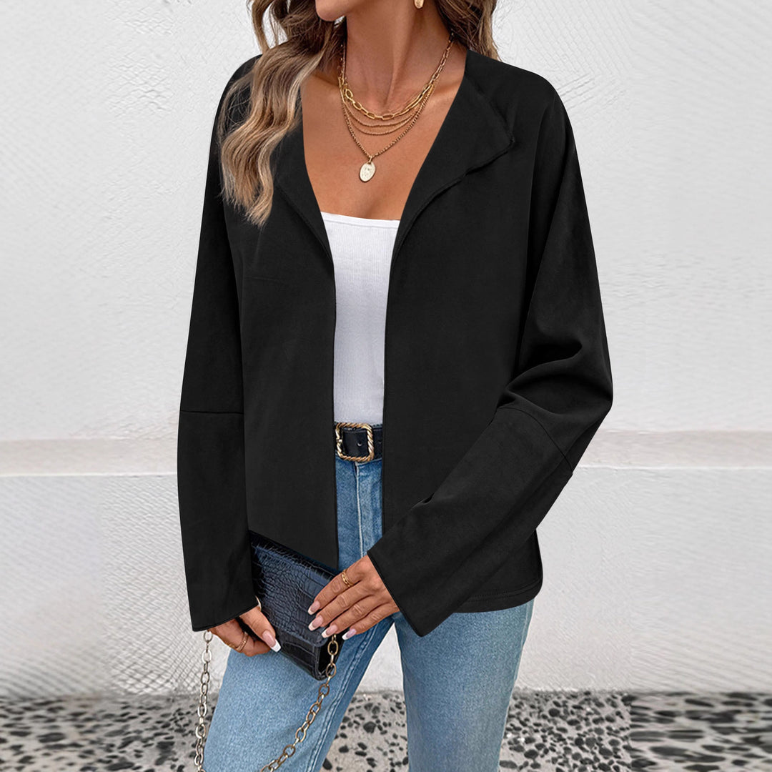 Women Lightweight Open Blazer with Draped Lapels and Wide Sleeves Mune Fashion