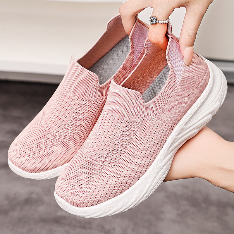 Women's seamless knit slip-on comfort walker with sock-like shaft, reactive memory footbed insert, and flexible EVA lightweight sole Mune Fashion