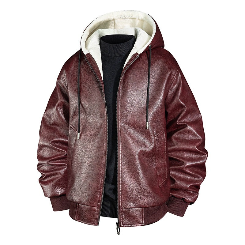 Men Cool Faux Leather Jacket with Cozy Inner Lining Mune Fashion