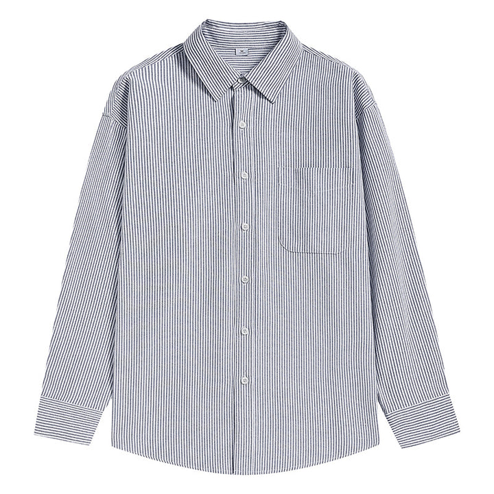 Men Striped Oversized Casual Shirt made of Cotton Blend with Chest Pocket Mune Fashion