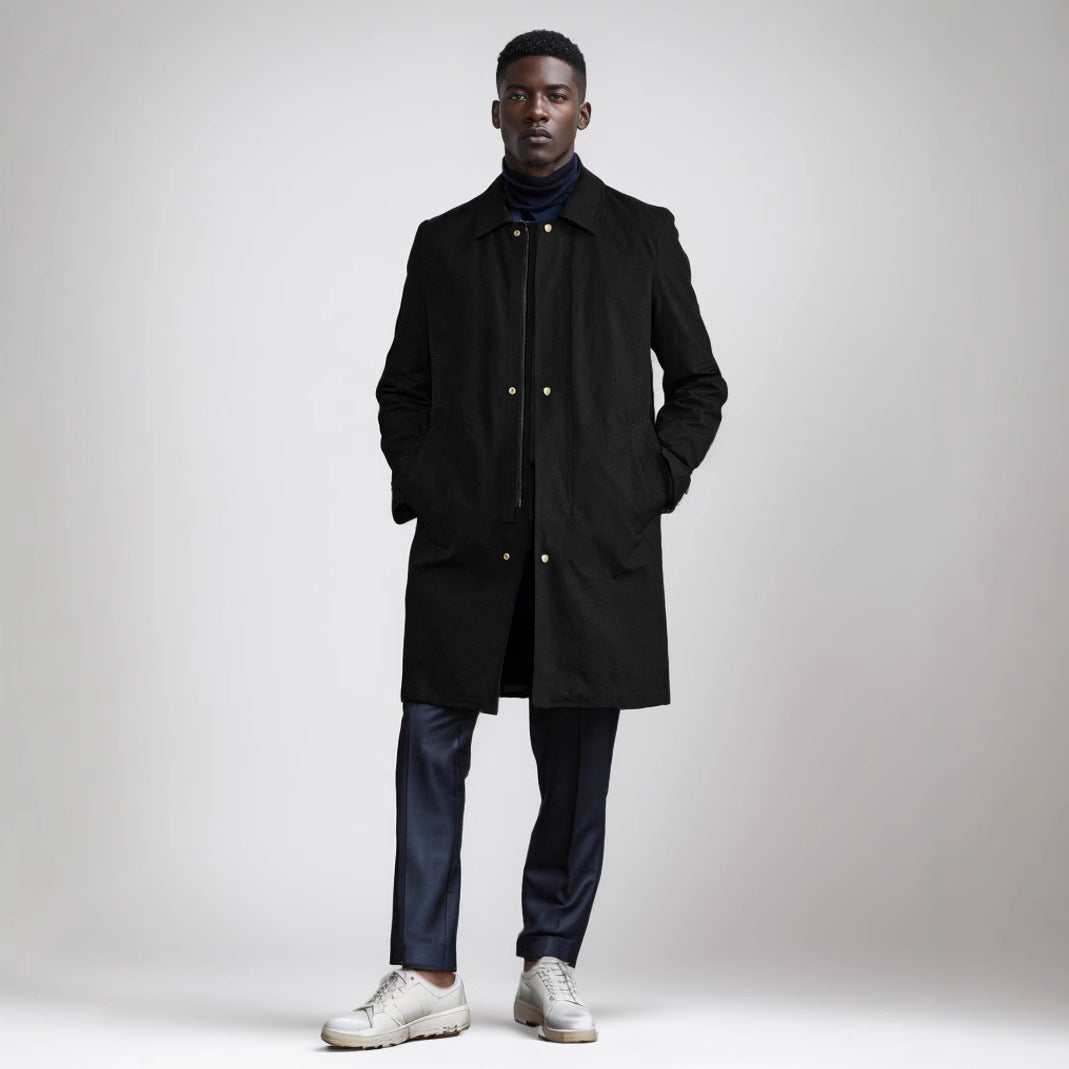 Men's classic knee-length coat with concealed button placket Mune Fashion