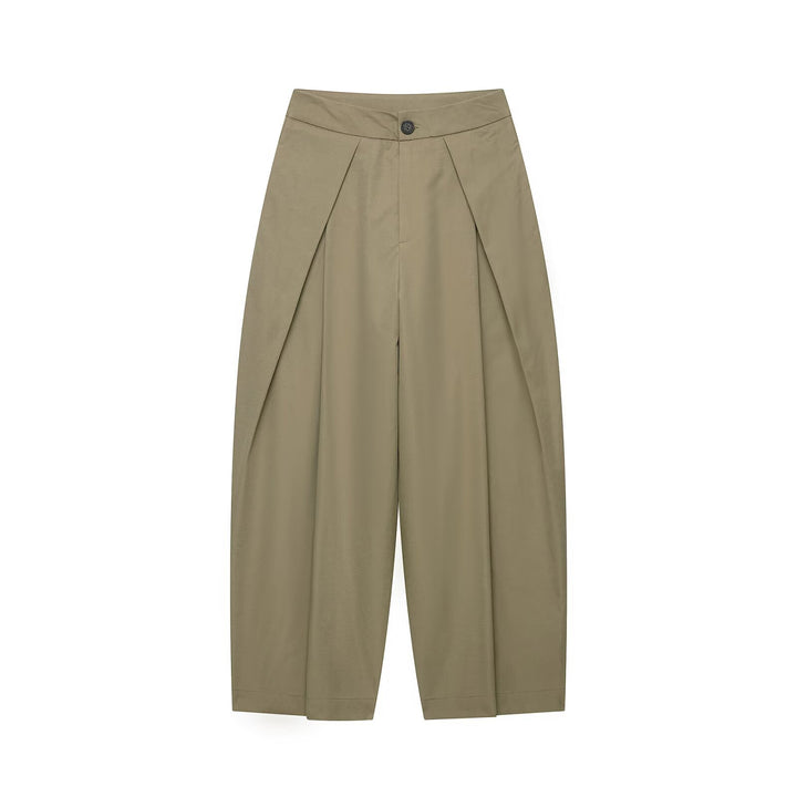 Women's Two-Piece Short Cape Jacket with Stand-Up Collar and High-Waisted Pleated Culottes Mune Fashion