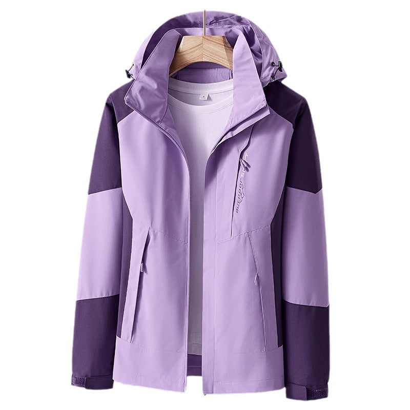 Unisex Breathable Softshell Outdoor Jacket in Colorblock Design with Adjustable Hood and Concealed Two-Way Zipper Mune Fashion