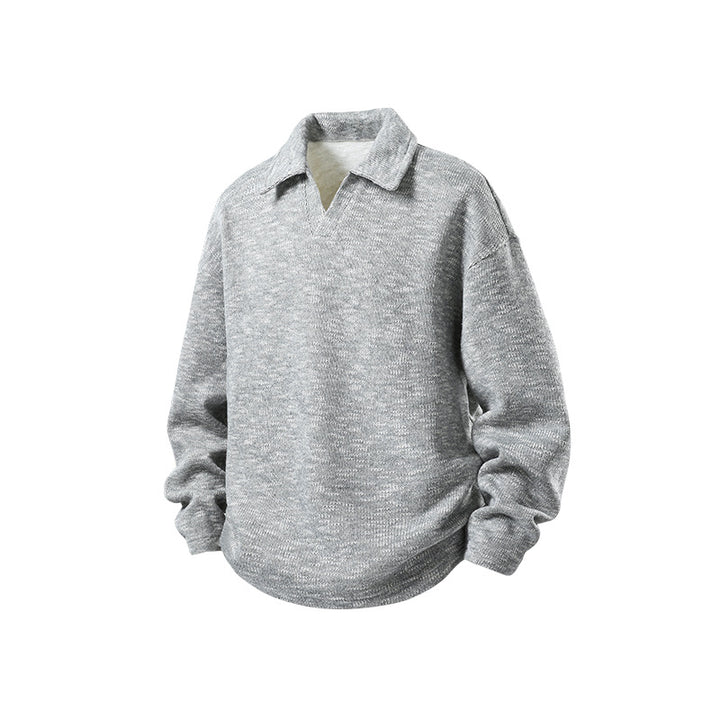 Herren Grobstrick-Kragenpullover mit V-Ausschnitt und Relaxed‑Fit Mune Fashion