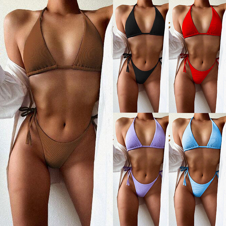 Women Triangle Bikini Set with refined rib details Mune Fashion