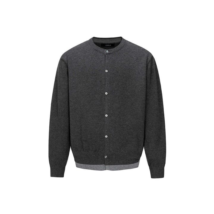 Men's fine knit cardigan with round neck, continuous button placket, and ribbed hem Mune Fashion