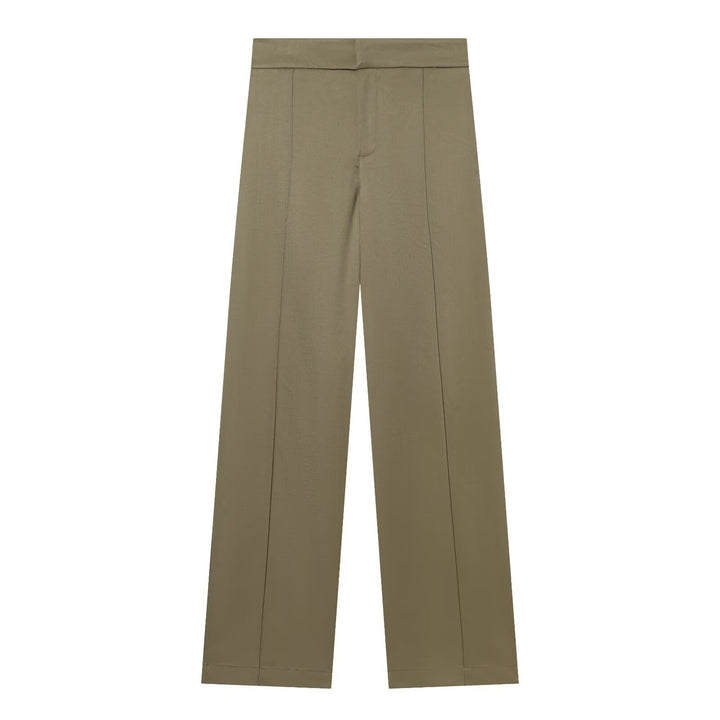 Women's High-Waisted Loose Suit Trousers with Crease and Straight Leg Mune Fashion