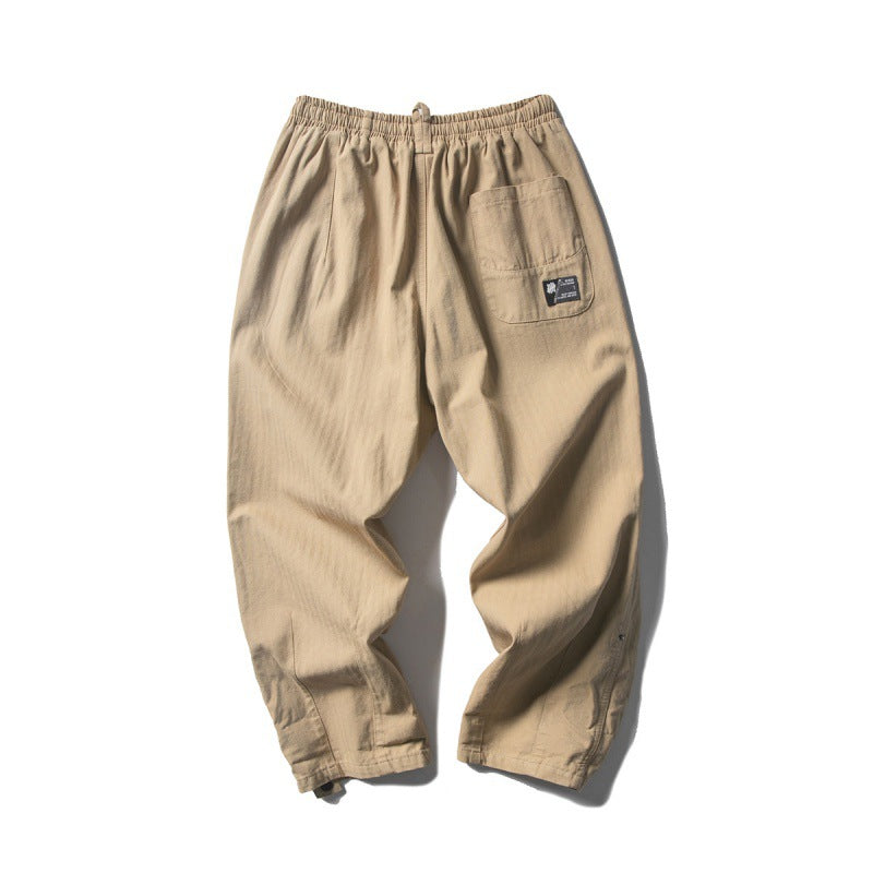 Men's Loose Baggy Cargo Pants with Elastic Waistband Drawstring and Knee Paneling Mune Fashion