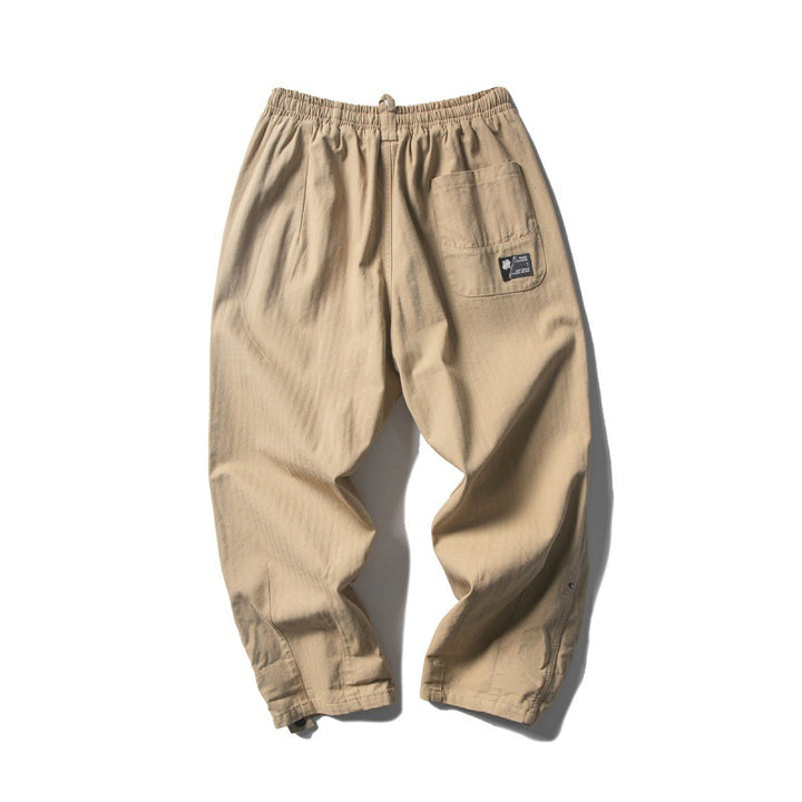 Men's Loose Baggy Cargo Pants with Elastic Waistband Drawstring and Knee Paneling Mune Fashion