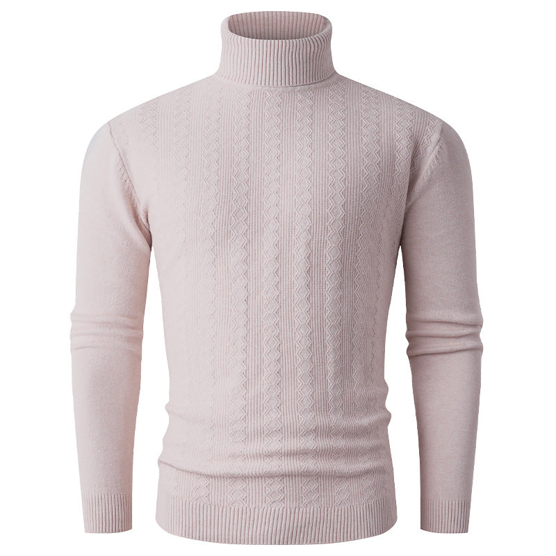 Men's turtleneck sweater made of fine knit with cable pattern and slim silhouette Mune Fashion