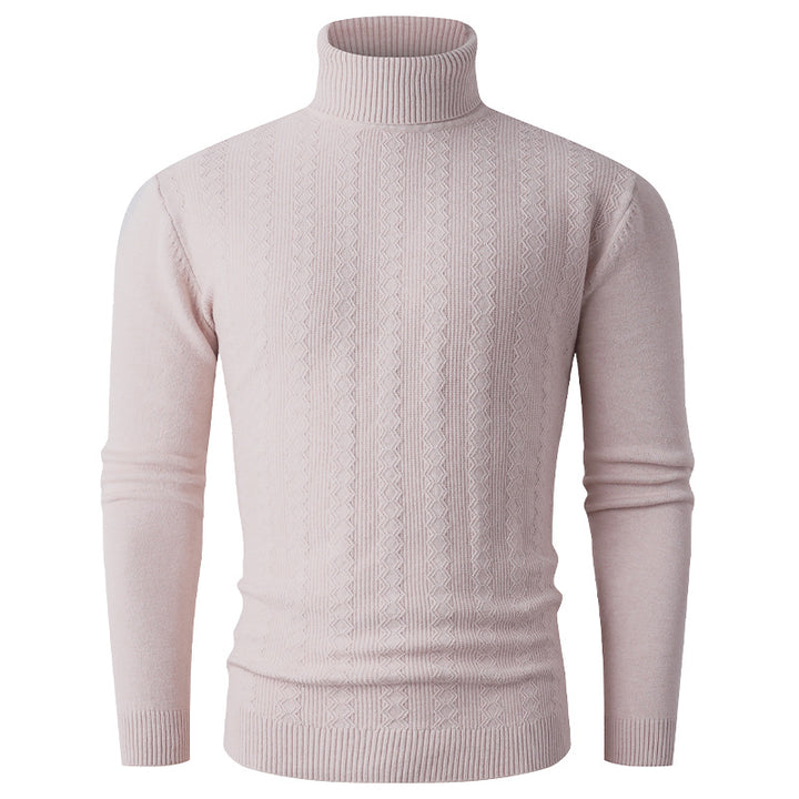 Men's turtleneck sweater made of fine knit with cable pattern and slim silhouette Mune Fashion