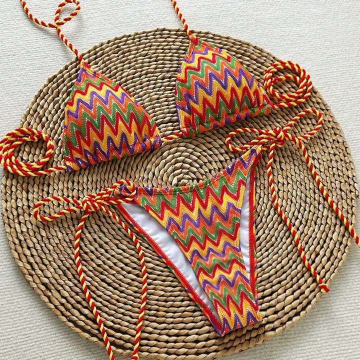 Women's Triangle Bikini with striking wave pattern Mune Fashion