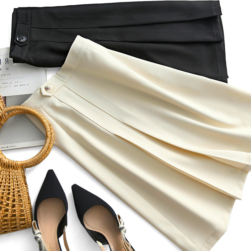 Women Elegant Midi Skirt with Pleats and Waist Belt Mune Fashion