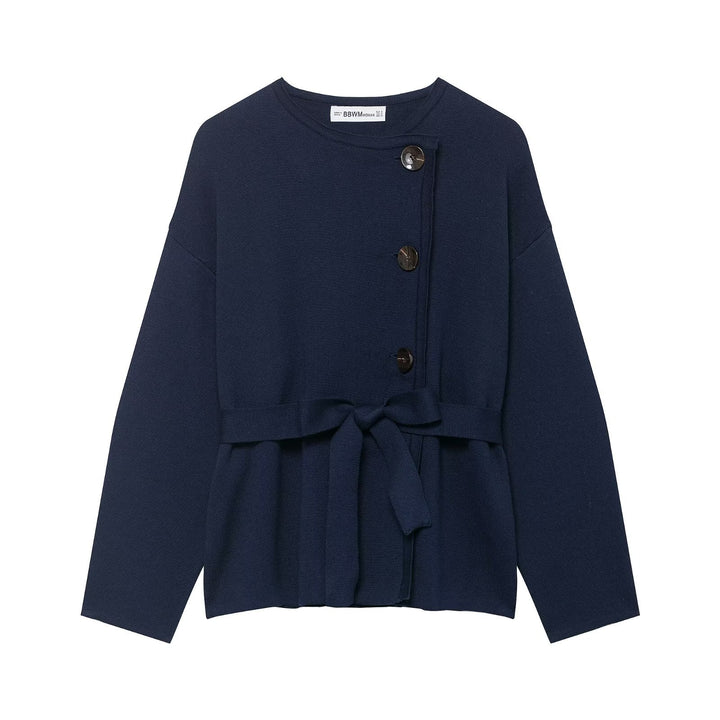Women’s cardigan with asymmetric button placket and waist belt Mune Fashion