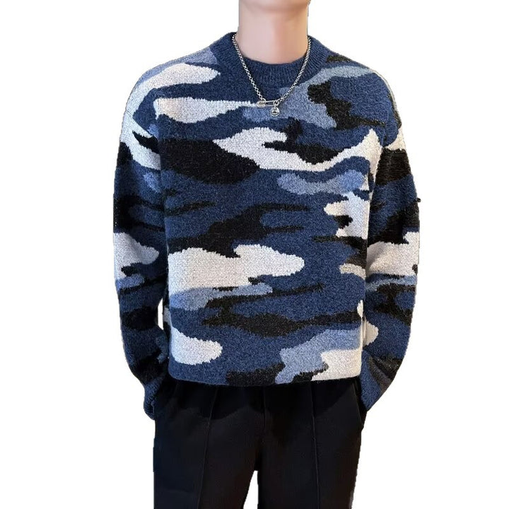 Men's Cozy Chunky Knit Sweater with Camouflage Pattern Mune Fashion