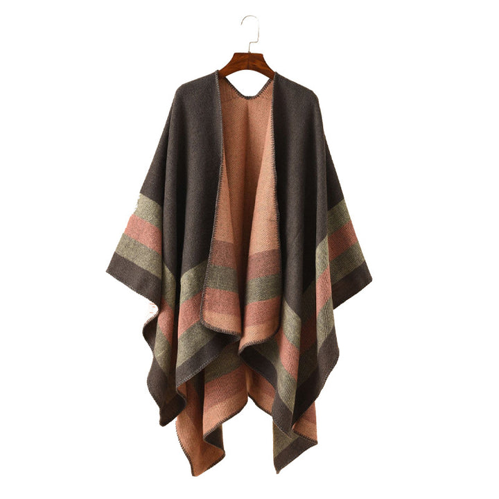 Women Jacquard Poncho with Paisley pattern Mune Fashion