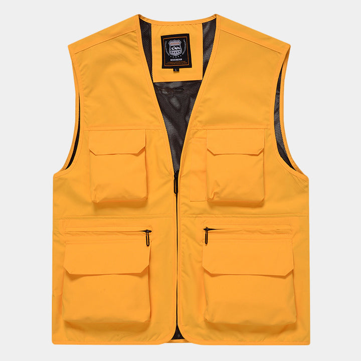 Men's Multifunctional Utility Vest with Mesh Lining and Multiple Front Pockets Mune Fashion