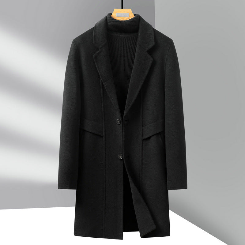 Men's wool coat with lapel collar and straight cut Mune Fashion