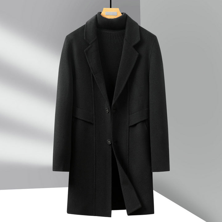 Men's wool coat with lapel collar and straight cut Mune Fashion