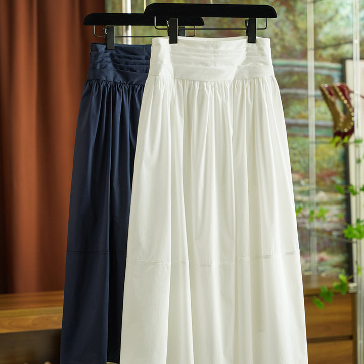 Women's Flowing Midi Skirt with Gathered Waist Mune Fashion