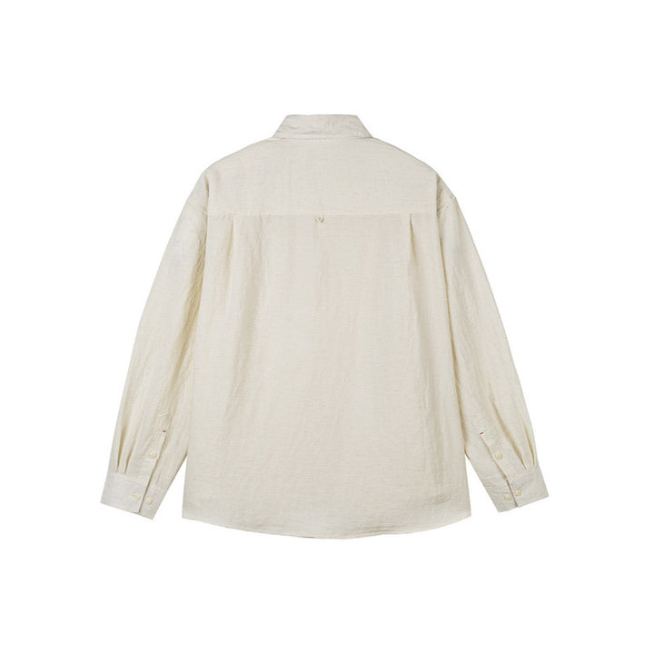 Men's Casual Long Sleeve Relaxed Fit Leisure Shirt made of Linen-Cotton Mix with Chest Pocket Mune Fashion