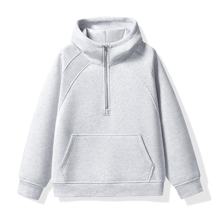 Unisex Half-zip Hoodie with High Collar, Kangaroo Pocket & Ribbed Cuffs Mune Fashion