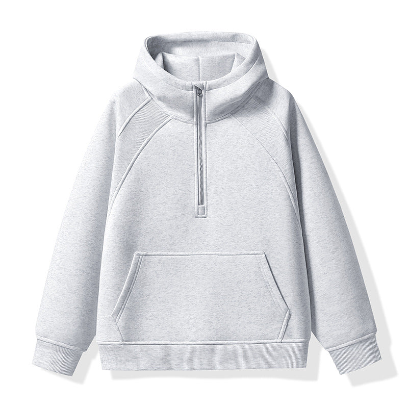 Unisex Half-zip Hoodie with High Collar, Kangaroo Pocket & Ribbed Cuffs Mune Fashion