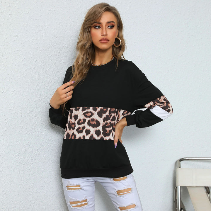 Women's Oversize Sweatshirt with Leo Block Stripes and Ribbed Hem Mune Fashion