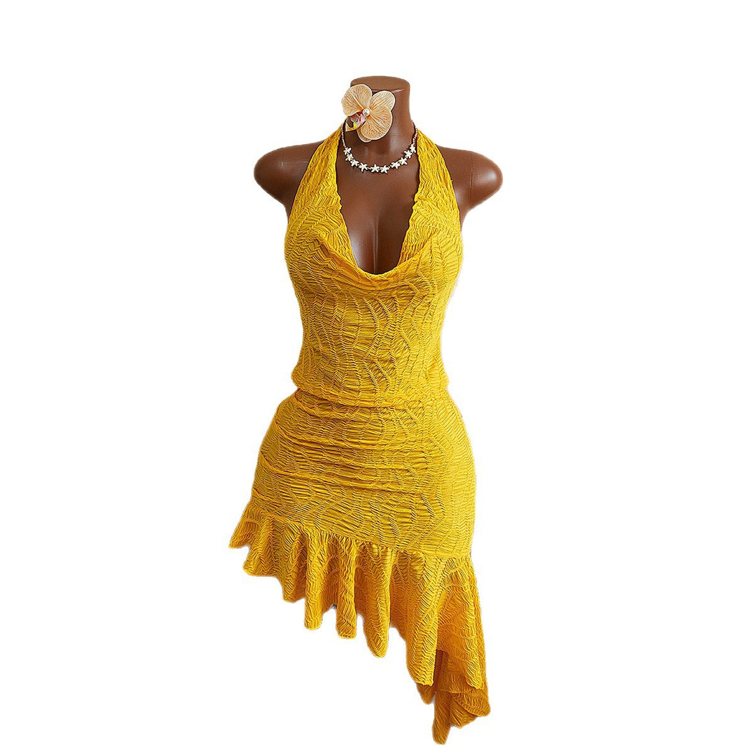 Women Neckholder Ruffle Dress Mune Fashion