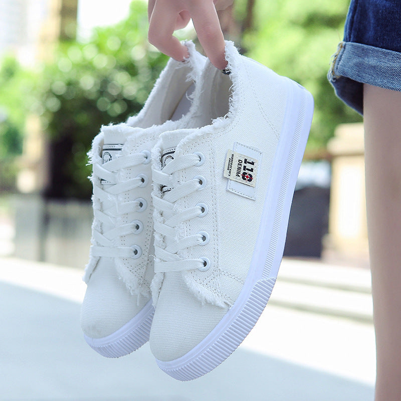 Ladies Backless Denim Slip-On Sneaker with Lacing Detail and Padded Insole Mune Fashion