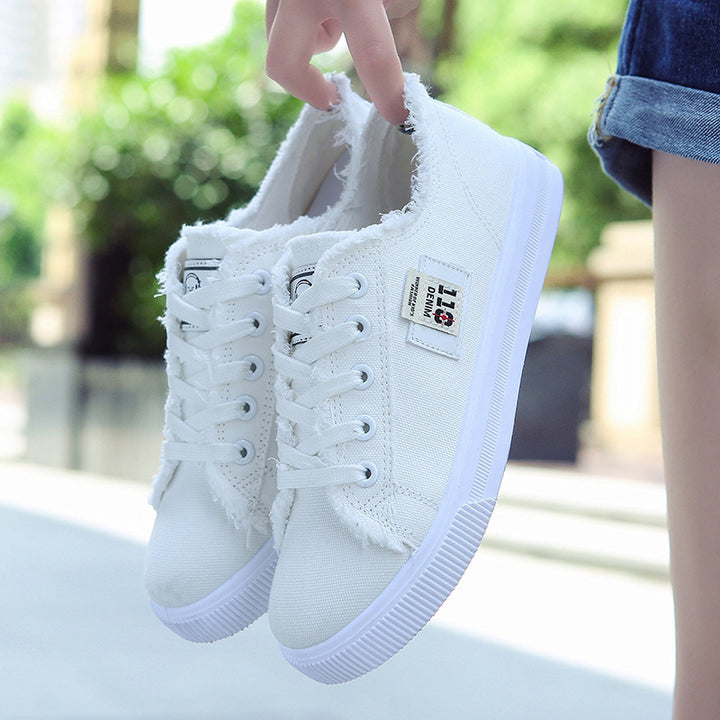 Ladies Backless Denim Slip-On Sneaker with Lacing Detail and Padded Insole Mune Fashion