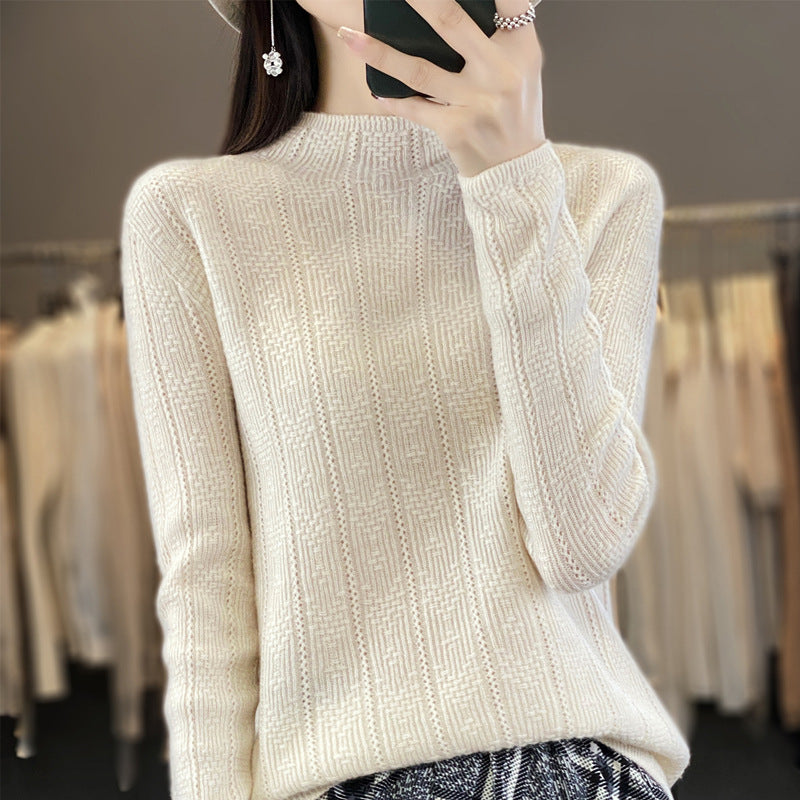 Women's Structured Mockneck Sweater Made of Cashmere-like Wool Blend Mune Fashion