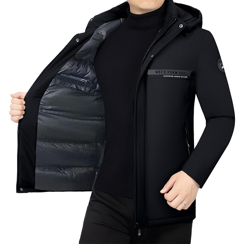 Men's padded stand-up collar jacket with water-repellent surface and zippered pockets Mune Fashion