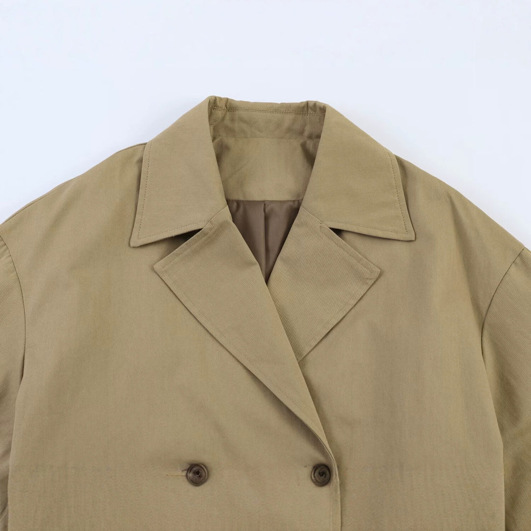Women Cropped Double Breasted Trench Cape in Boxy Cut Mune Fashion