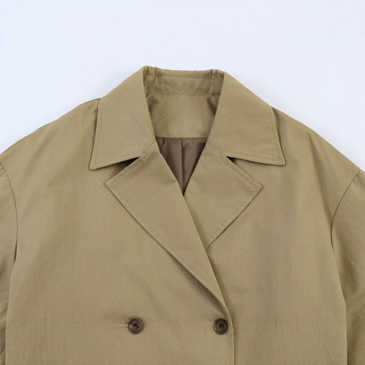 Women Cropped Double Breasted Trench Cape in Boxy Cut Mune Fashion