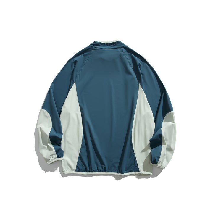 Unisex Oversize Windbreaker Pullover with Stand-up Collar and Contrast Panels Mune Fashion