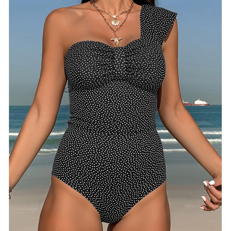 Ladies elegant one-piece swimsuit with asymmetrical top Mune Fashion