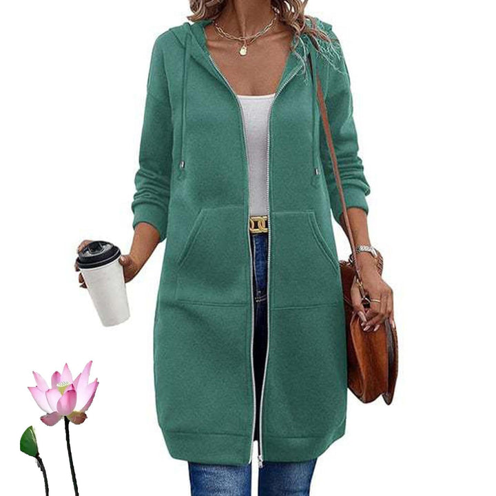 Women's Long Hooded Coat with Pockets