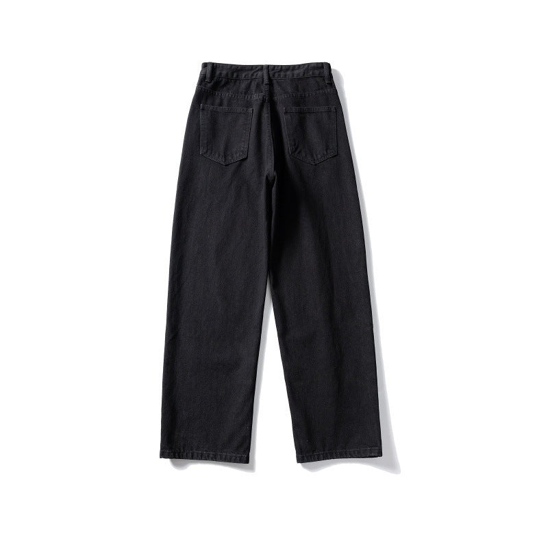 Women's high-waisted wide jeans made of sturdy denim with a straight leg Mune Fashion