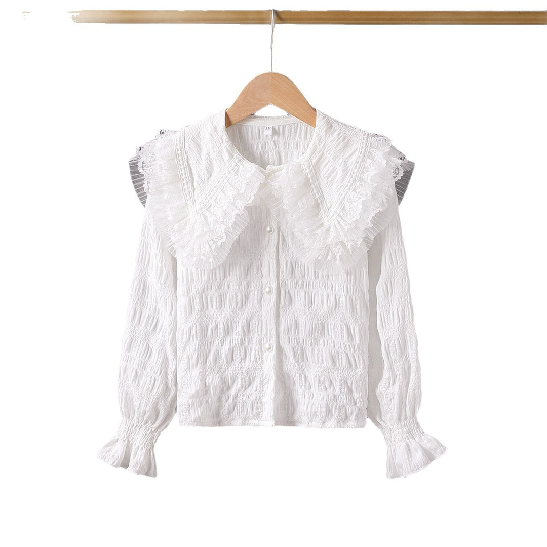 Women’s blouse with voluminous ruffled collar Mune Fashion