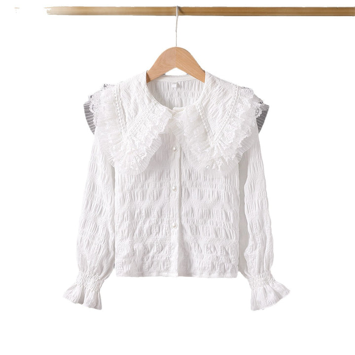 Women’s blouse with voluminous ruffled collar Mune Fashion