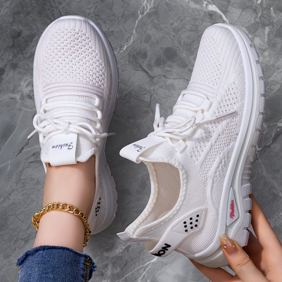 Women's sock-like knit-fit sneakers with elastic lacing, perforated heel reinforcement, and cushioned platform sole Mune Fashion