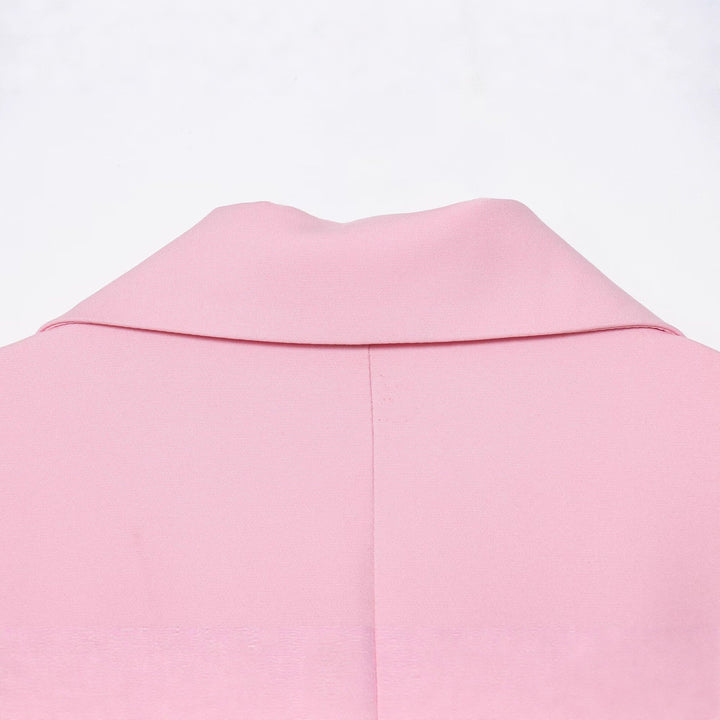 Women's Tailored Blazer with Decorative Rose Belt and Revers Collar Mune Fashion