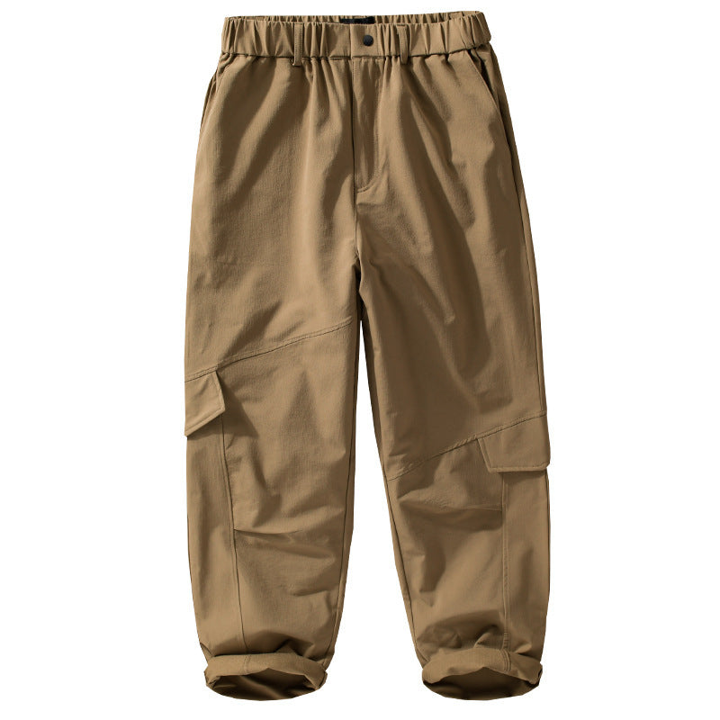 Men's Utility Cargo Pants with Elastic Waistband, Knee Patches, and Flap Pockets Mune Fashion
